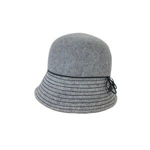 Wool Bucket Hat Brimmed Cap Gray Wool 24" Delux